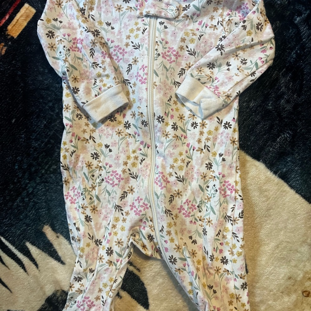 Gerber Pink and White Floral Footie